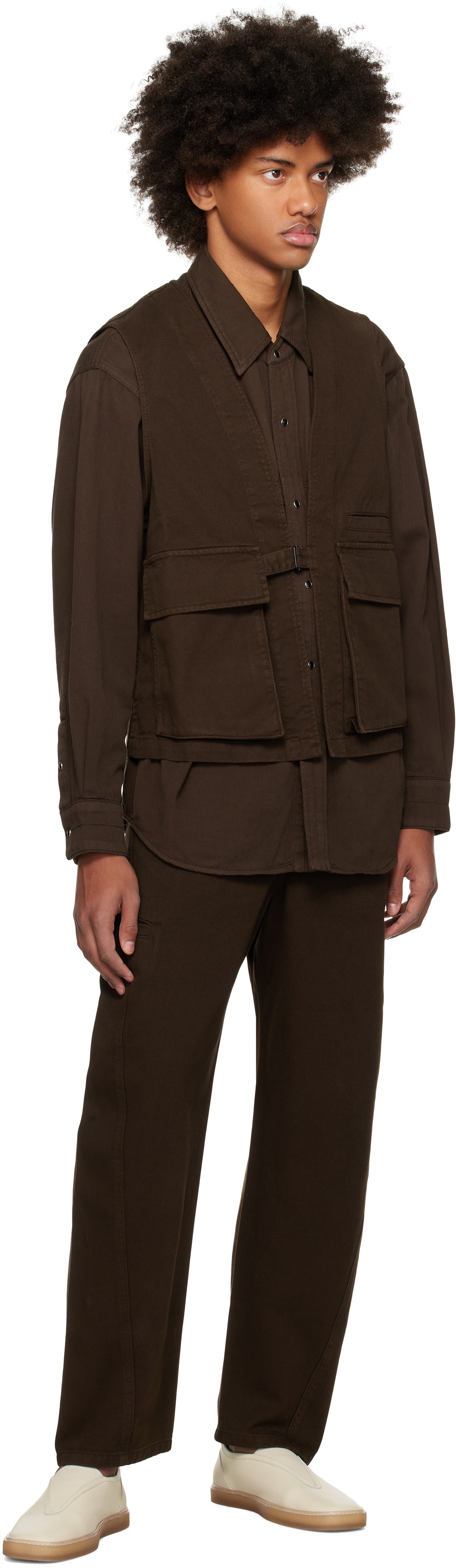 LEMAIRE Brown Utility Denim Vest Lemaire