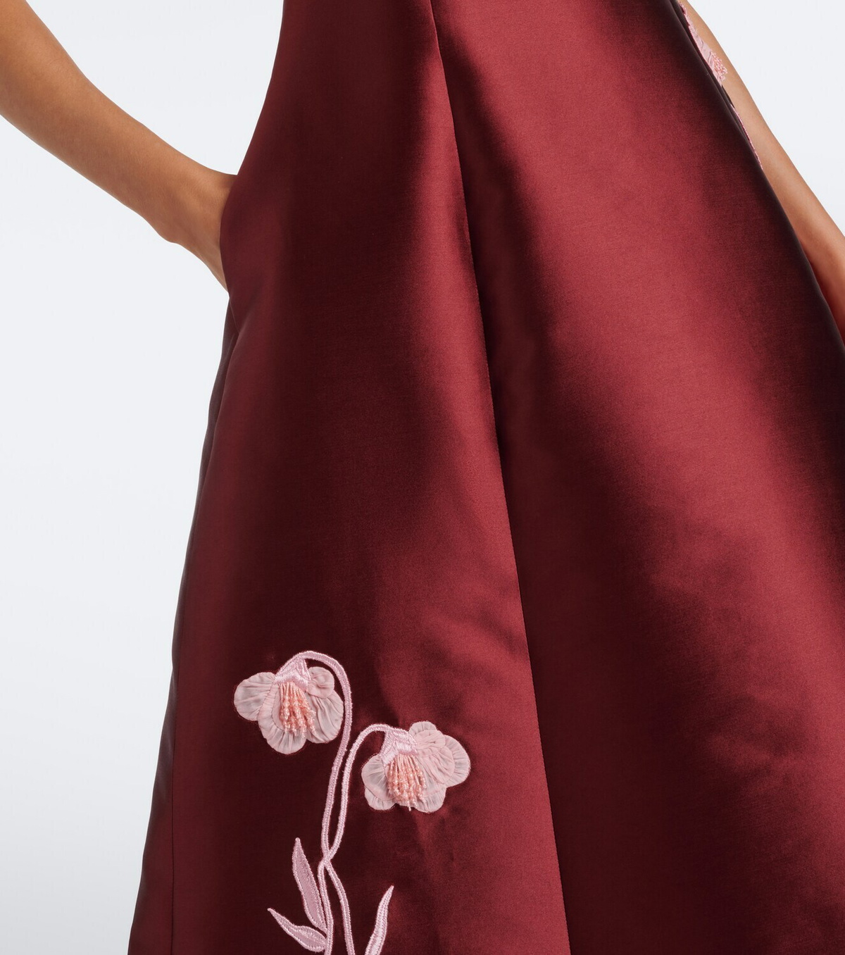 Erdem Mikado embroidered satin cocktail dress