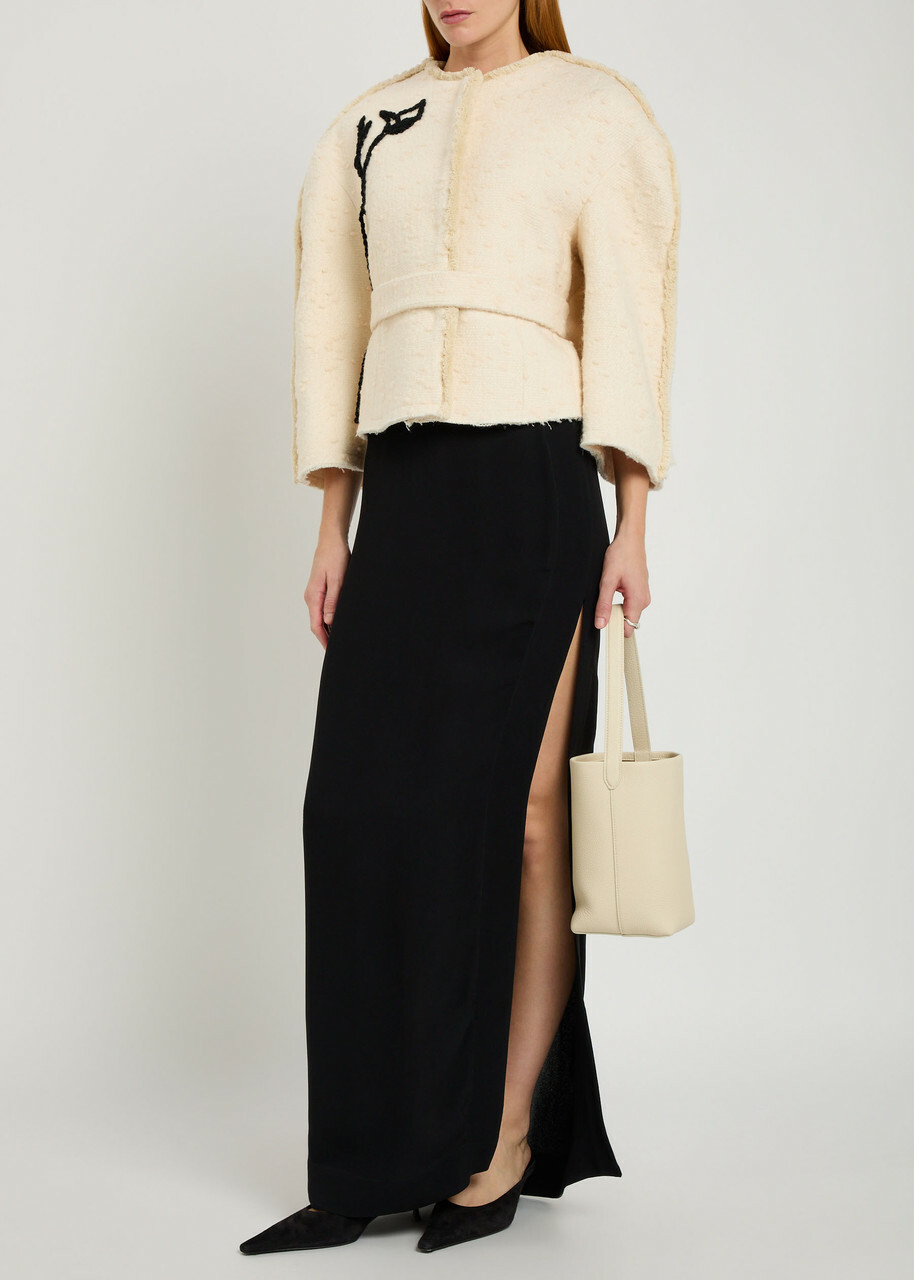 Erdem Cocoon Cropped Woven Jacket Ivory