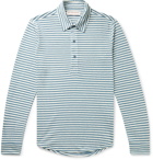 Orlebar Brown - Sebastian Slim-Fit Striped Cotton and Linen-Blend Polo Shirt - Blue
