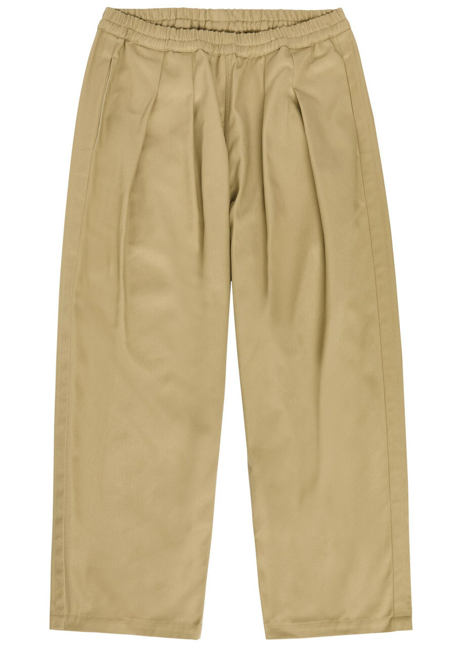 Maison Margiela Pleated Wide-leg Twill Cropped Trousers Beige