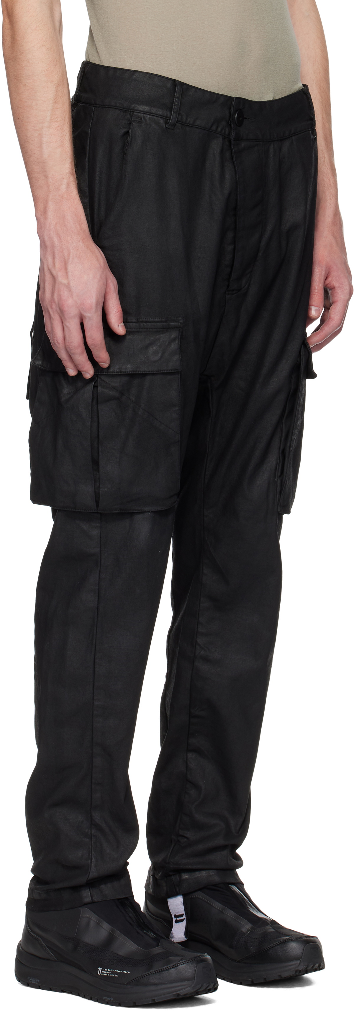 11 by Boris Bidjan Saberi Black Coated Object Cargo Pants