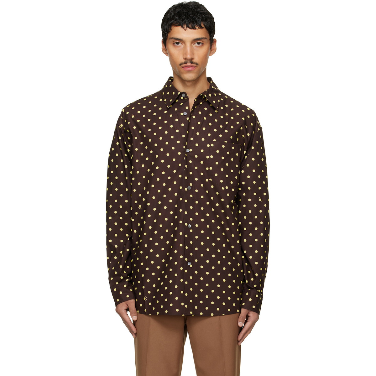 Marni Brown & Yellow Polka-Dot Shirt