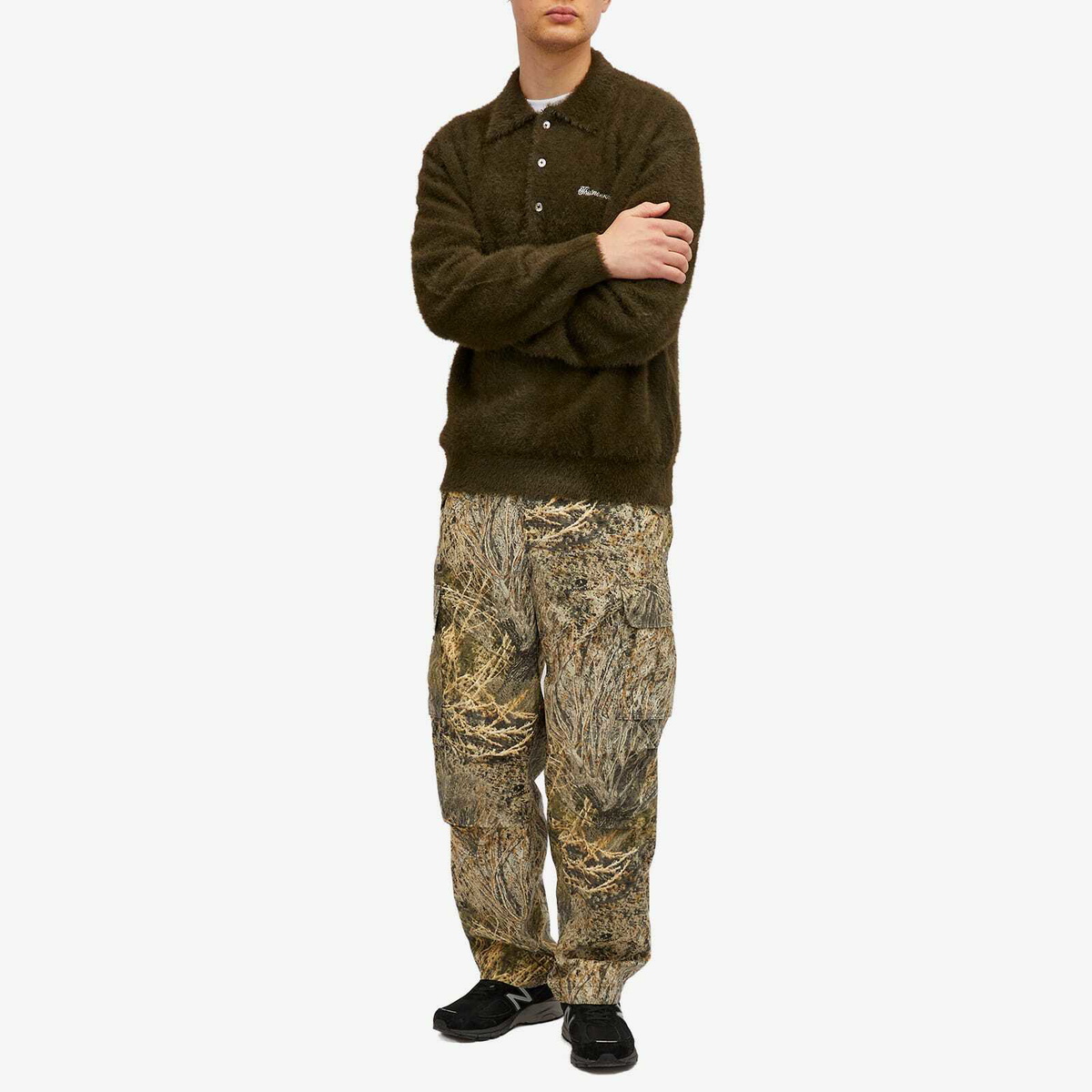 thisisneverthat Men's Knit Polo Shirt in Olive