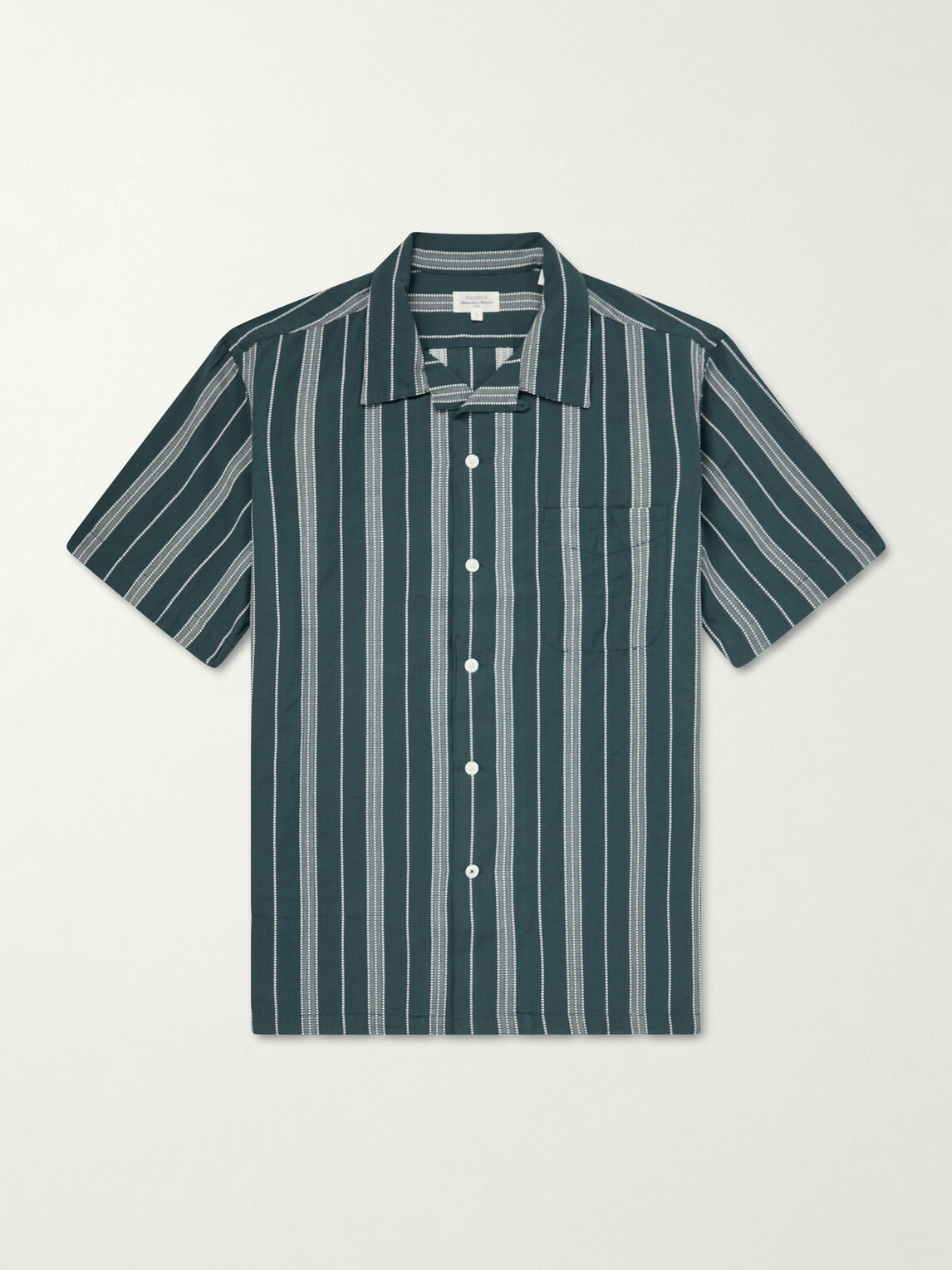 Hartford - New Palmito MC Camp-Collar Striped Cotton Shirt - Green