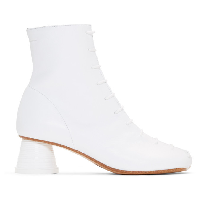 MM6 Maison Margiela White Lace Up Ankle Boots MM6 Maison