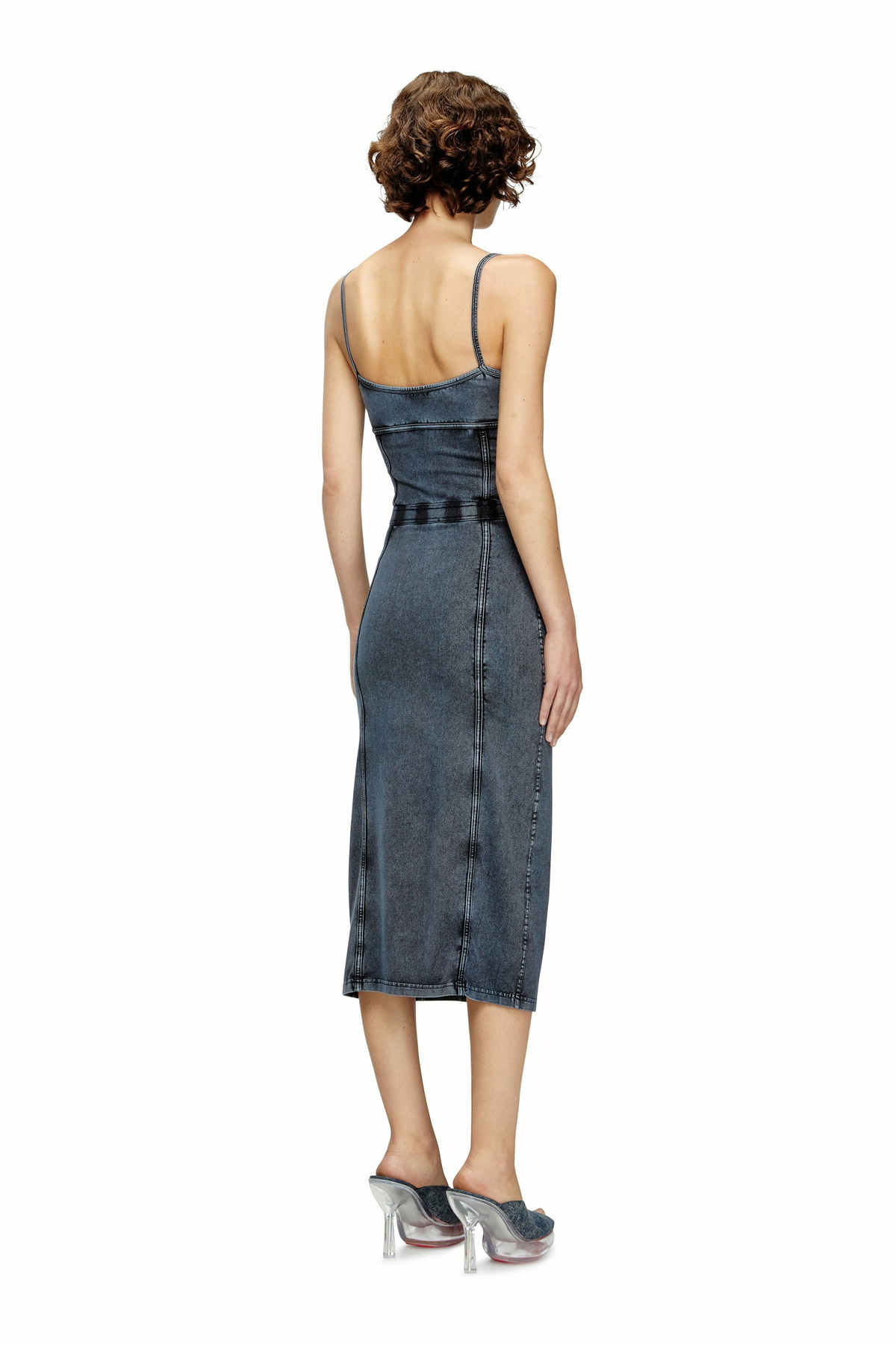 Diesel Midi dress in denim-look jersey - Dresses Womens in Blue