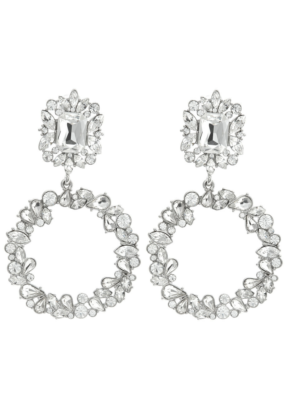 Self-portrait Embellished Silver-plated Clip-on Drop Earrings - One Size