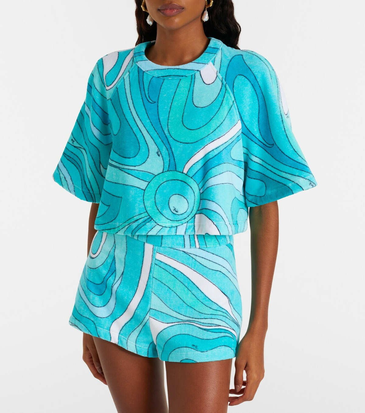 Pucci Iride cotton terry crop top
