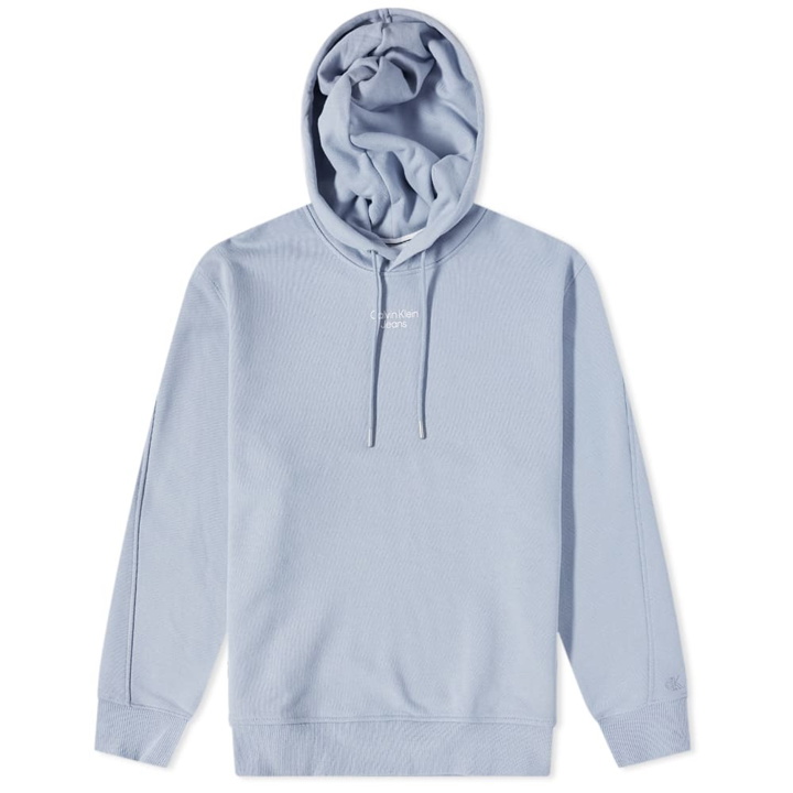 Photo: Calvin Klein Men's Stacked Logo Hoody in Sky Blue