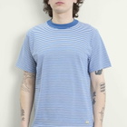 Armor-Lux Men's Fine Stripe T-Shirt in Dark Blue/Blanc