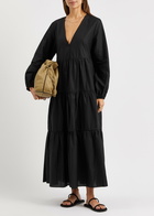 Matteau Tiered Cotton Maxi Dress Black