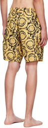Versace Underwear Yellow Barocco Swim Shorts