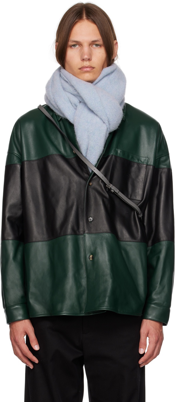 Marni Green & Black Paneled Leather Jacket Marni