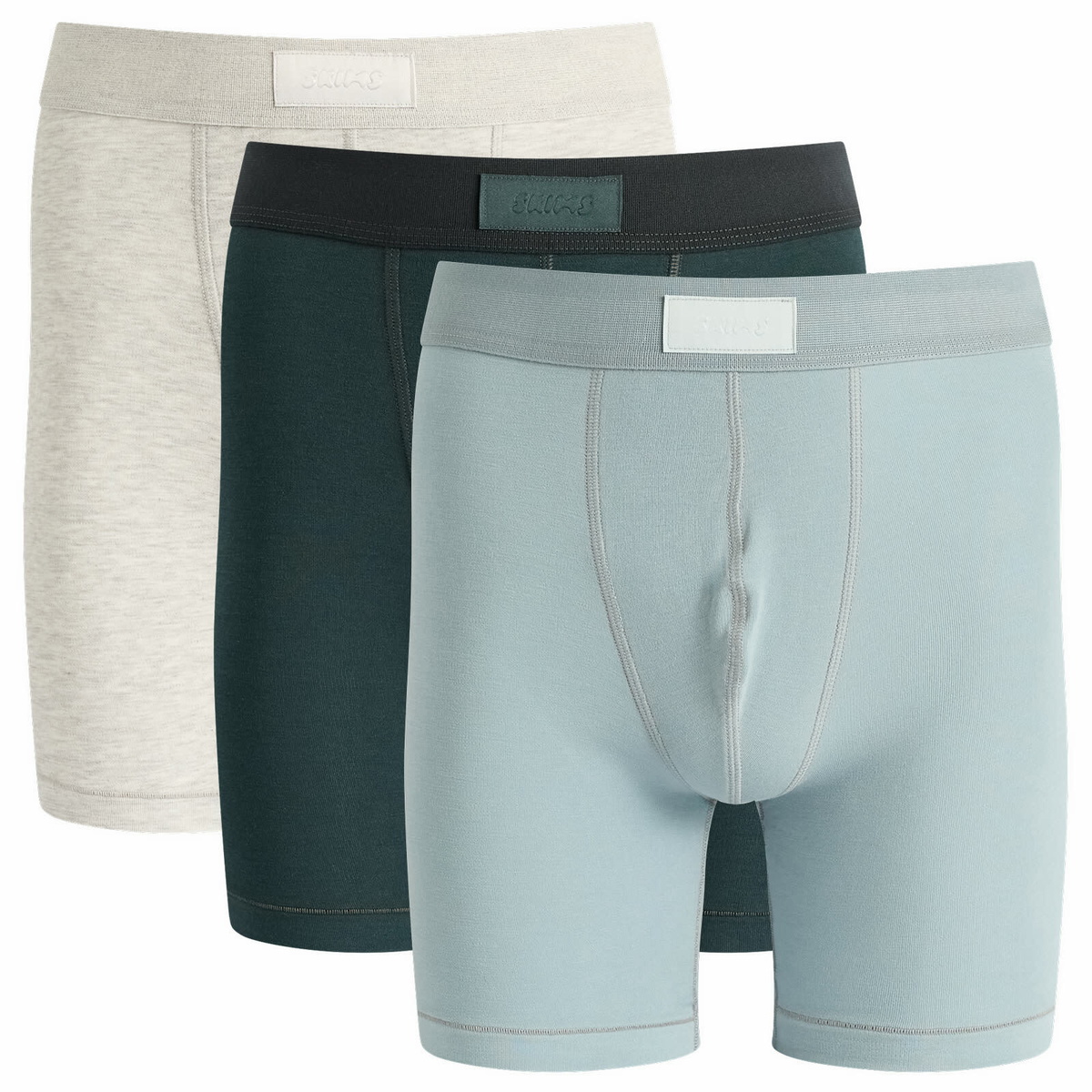 SKIMS Men's Cotton Boxer Brief 5" - 3-Pack in Verdant Multi