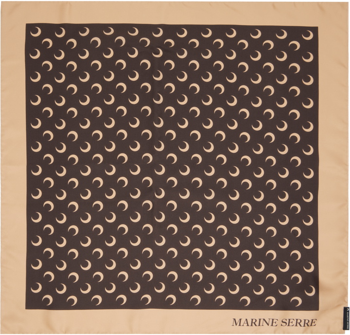 Photo: Marine Serre Brown & Pink Moon Silk Scarf