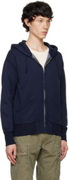 RRL Navy Fleece Full-Zip Hoodie