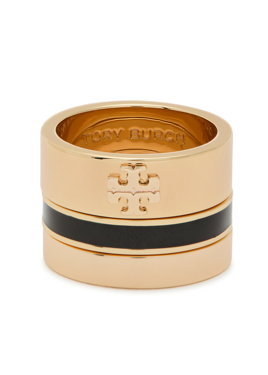 Tory Burch Icon 18kt Gold-plated Rings set of Three