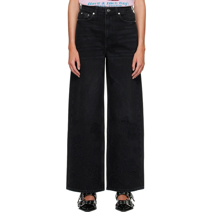Photo: GANNI Black Broderie Anglaise Lari Jeans