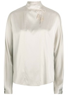 Forte_forte Wrap-front Stretch-silk Blouse Grey