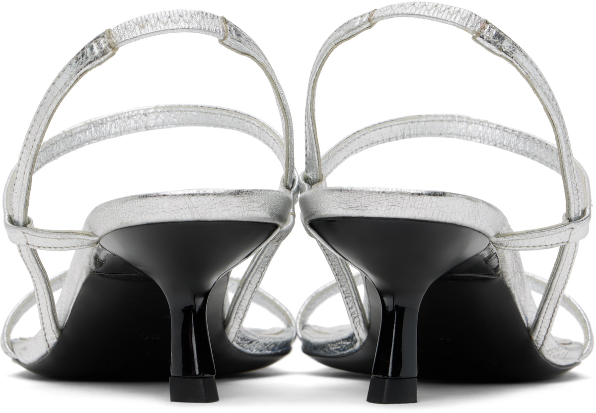 ANINE BING Silver Hilda Heeled Sandals