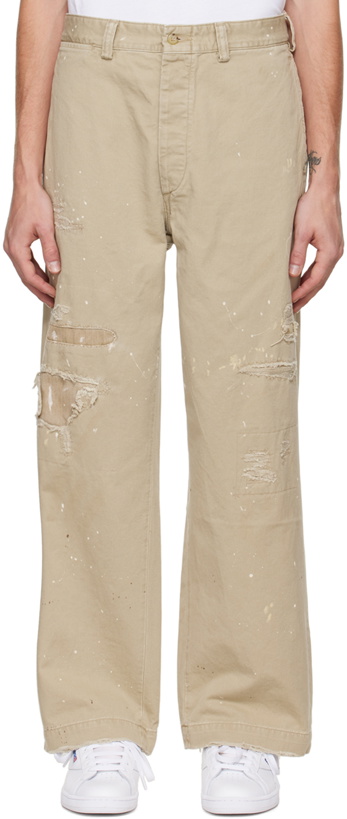 Photo: Polo Ralph Lauren Beige Burroughs Distressed Trousers