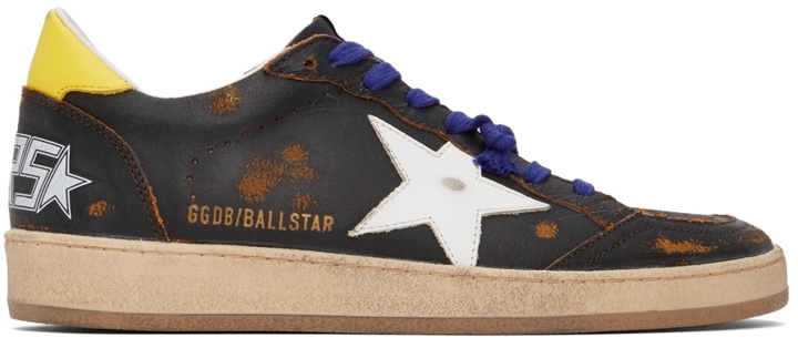 Photo: Golden Goose Black & Yellow Reversed Leather Ball Star Sneakers