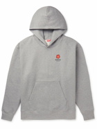KENZO - Oversized Logo-Print Stretch-Cotton Jersey Hoodie - Gray