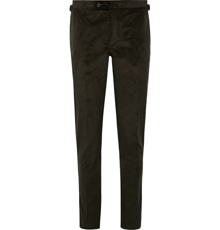 Photo: Thom Sweeney - Dark-Brown Slim-Fit Tapered Cotton-Blend Corduroy Suit Trousers - Brown