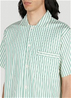 Tekla - Clover Stripe Short Sleeve Pyjama Shirt in Green