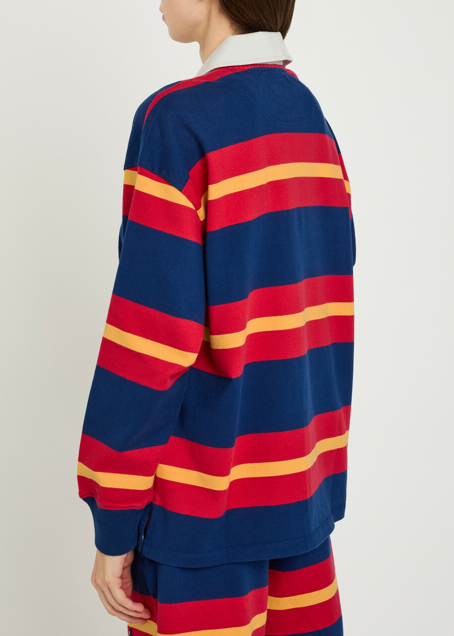 Mother The Huddle Striped Cotton Polo Shirt Multicoloured