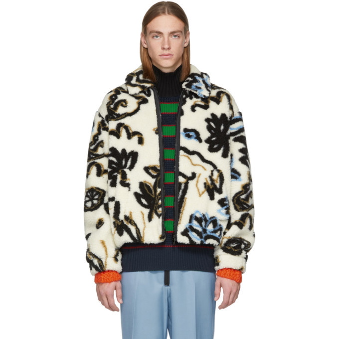 Photo: Kenzo White Sherpa Sketch Memento Zip Jacket