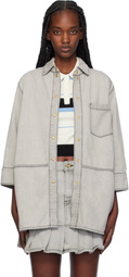 GANNI Gray Oversized Future Denim Shirt