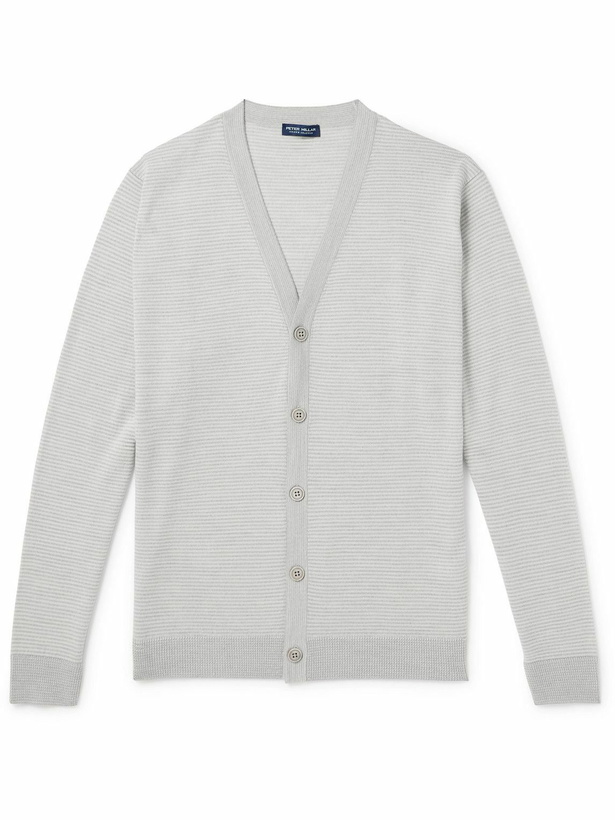 Photo: Peter Millar - Cane Striped Wool Cardigan - Gray