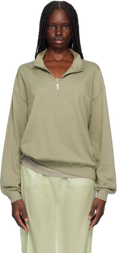 Photo: AURALEE Khaki Super High Gauge Half Zip P/O Sweatshirt