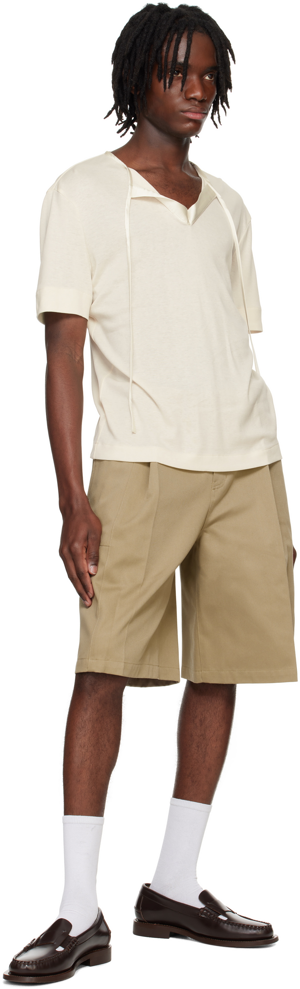 System Khaki Pleated Bermuda Shorts