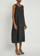 Eileen Fisher Lantern Linen Midi Dress Charcoal