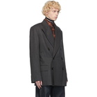 Dries Van Noten Grey Wool Herringbone Blazer