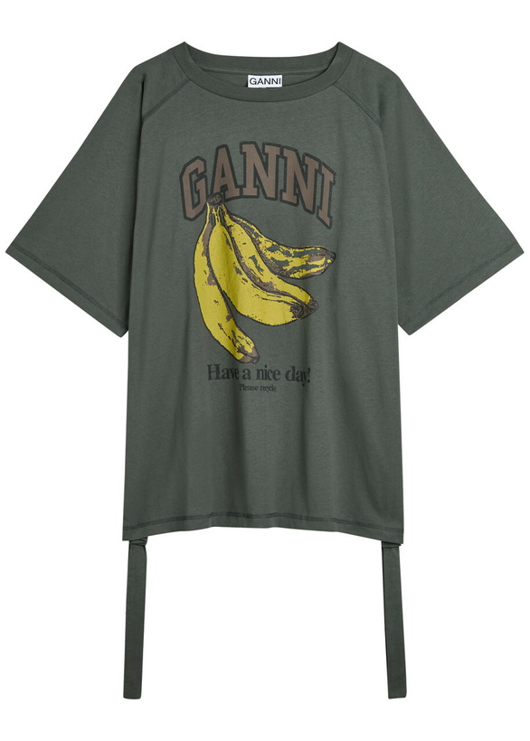 Photo: Ganni Printed Drawstring Cotton T-shirt Grey