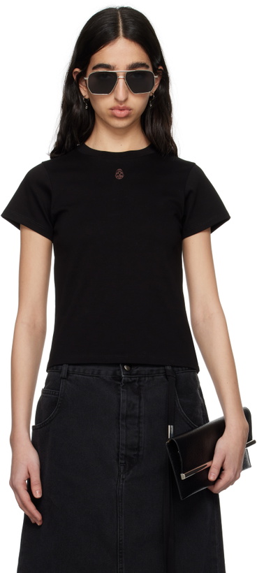 Photo: McQueen Black Embroidered Skull T-shirt