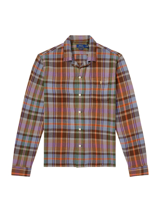 Photo: Polo Ralph Lauren - Checked Cotton-Waffle Shirt - Brown