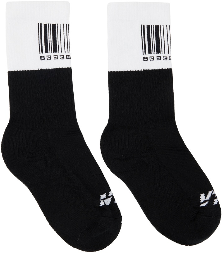 Photo: VTMNTS Black & White Barcode Color Block Socks