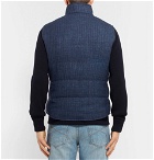 Brunello Cucinelli - Slim-Fit Checked Quilted Wool, Linen and Silk-Blend Down Gilet - Blue