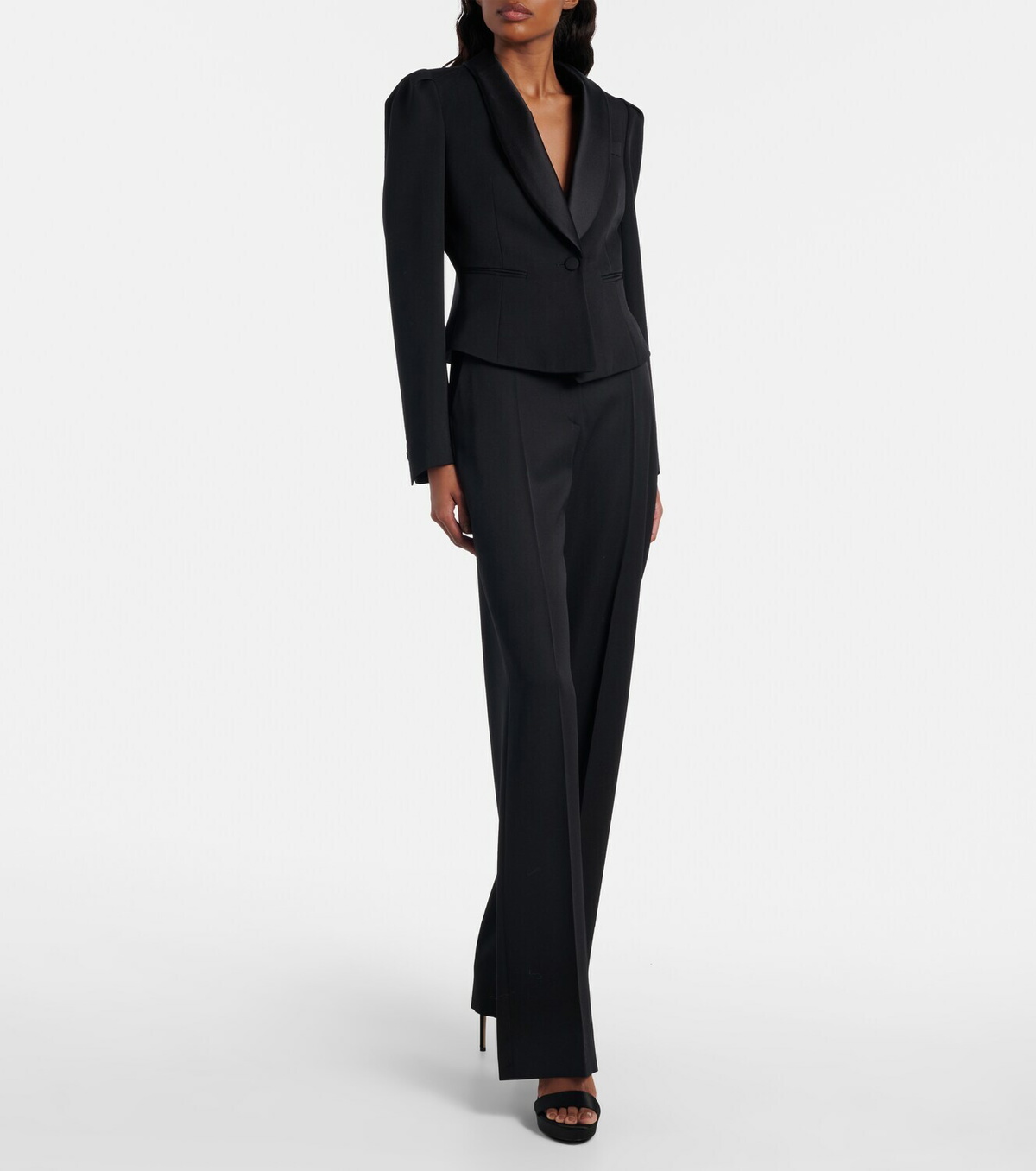 McQueen High-rise wool flared pants