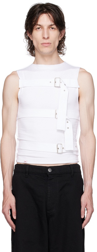Photo: Charles Jeffrey Loverboy White Buckle Tank Top