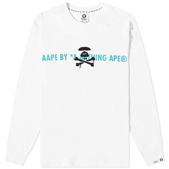 Photo: AAPE Men's Long Sleeve Tag T-Shirt in White