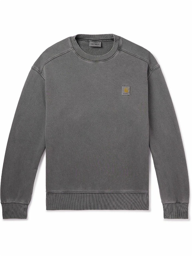 Photo: Carhartt WIP - Nelson Logo-Appliquéd Garment-Dyed Cotton-Jersey Sweatshirt - Gray