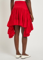 JW Anderson Ruffle Asymmetric Silk and Cotton-blend Skirt Red