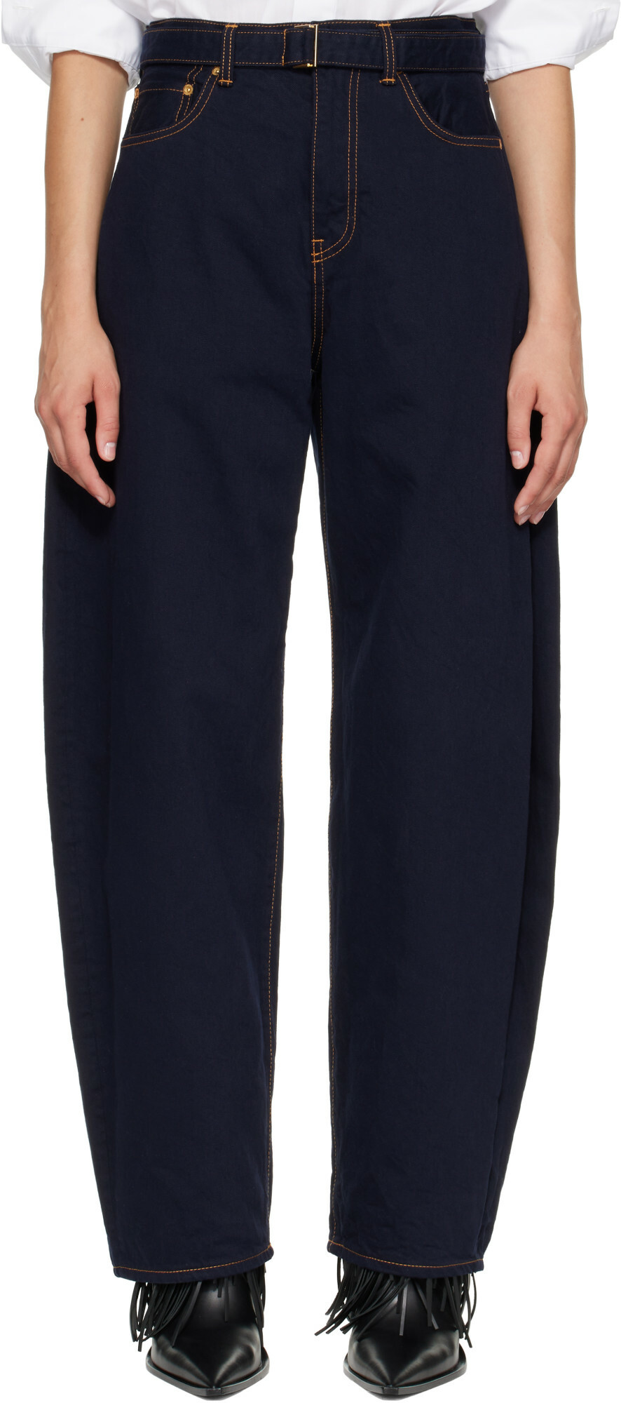 sacai Navy Belted Jeans