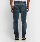Balmain - Slim-Fit Tapered Distressed Denim Jeans - Dark denim